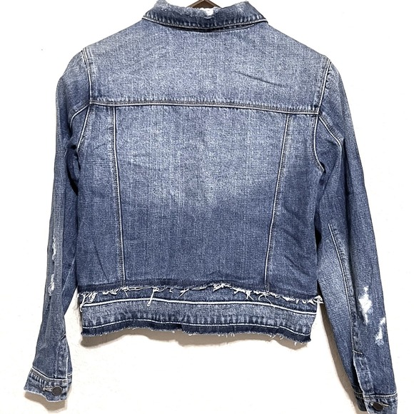 JBD Just Black Denim Jacket Women S Blue Excellent Distressed Raw Hem DA349N - Picture 2 of 10